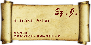 Sziráki Jolán névjegykártya